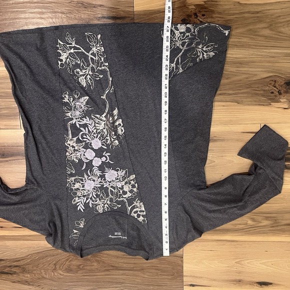 Soft Surroundings Top Petite Large Gray Floral Embroidered Lagenlook Tunic Boho - Picture 8 of 11
